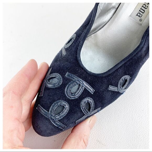 D’Rosana Vintage Deep Navy Leather Accent Suede Heels‎ Sz 8 - Picture 4 of 14
